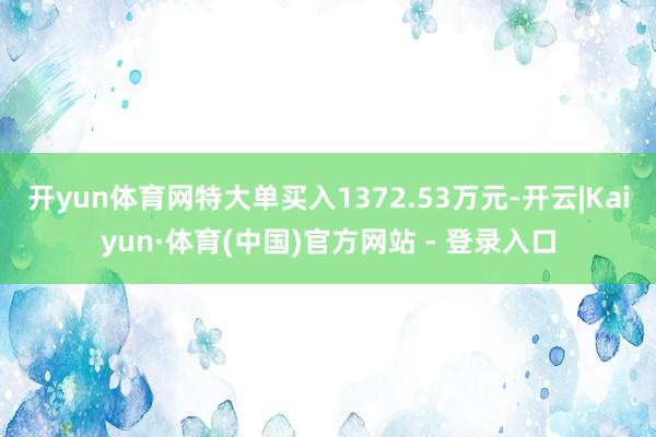 开yun体育网特大单买入1372.53万元-开云|Kaiyun·体育(中国)官方网站 - 登录入口