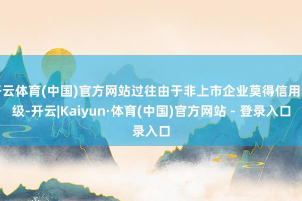 开云体育(中国)官方网站过往由于非上市企业莫得信用评级-开云|Kaiyun·体育(中国)官方网站 - 登录入口